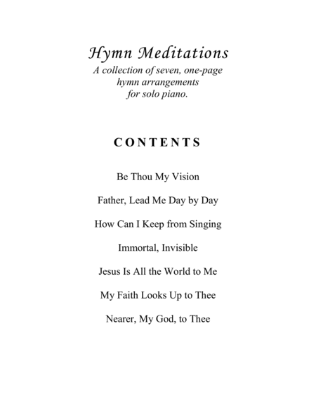 Hymn Meditations (A Collection of One-Page Hymns for Solo Piano) image number null