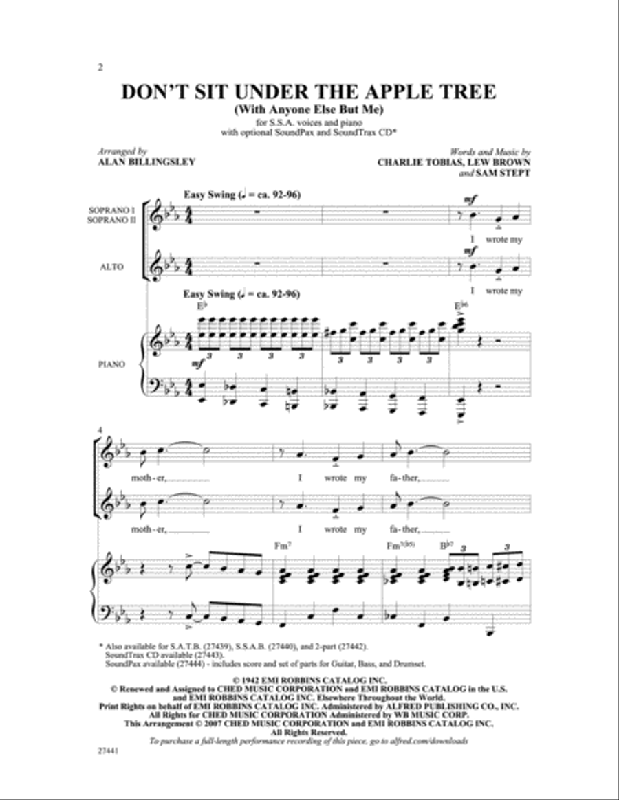 Don't Sit Under the Apple Tree Women's Choir scores gallery preview page 2