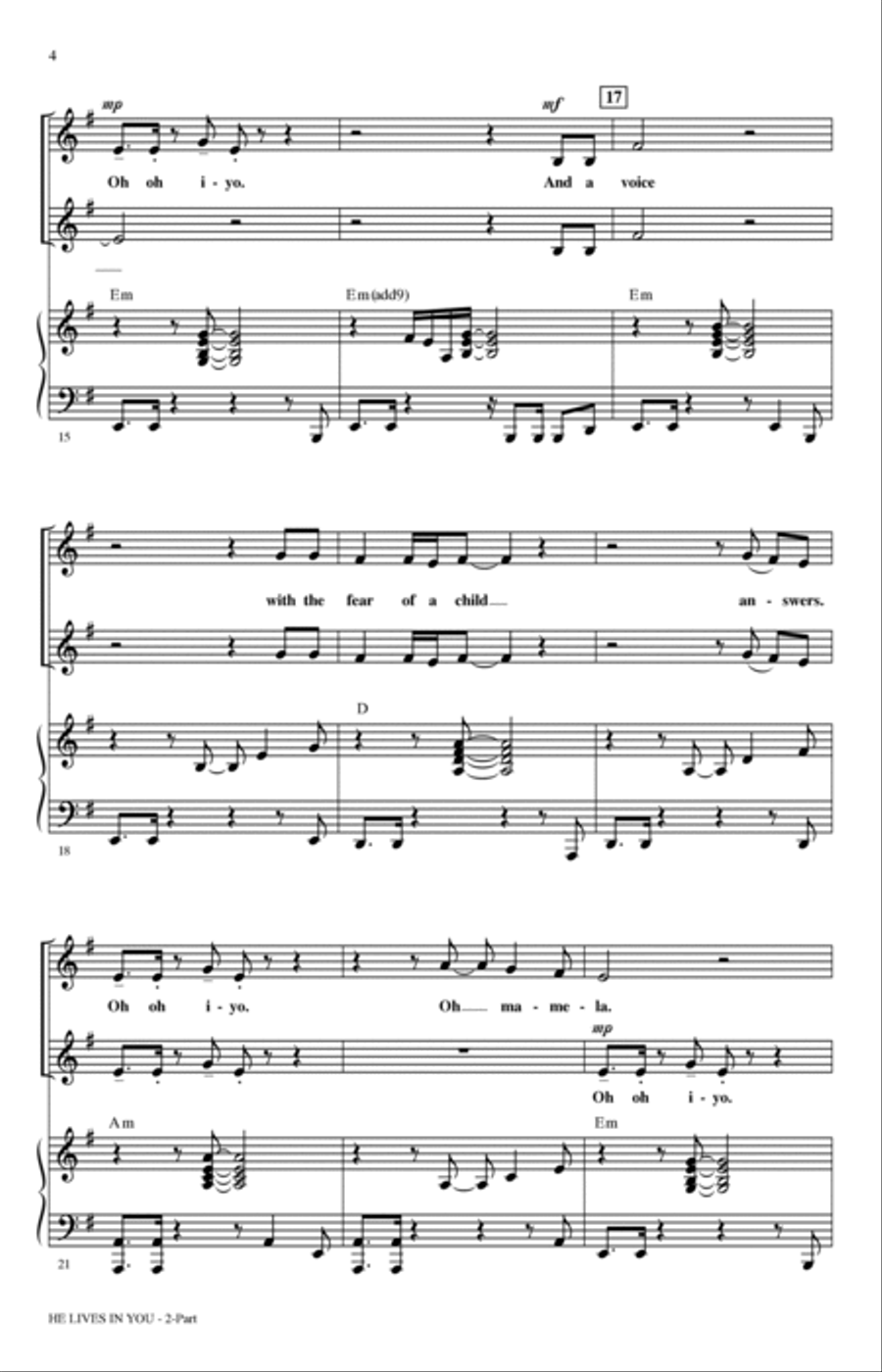 He Lives In You (from The Lion King II: Simba's Pride) (arr. Mark Brymer) 2-Part scores gallery preview page 3