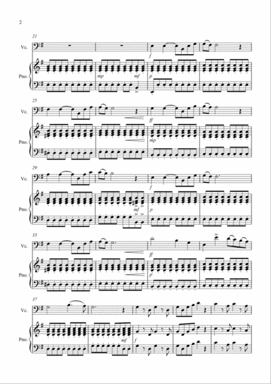 Eine Kleine Nachtmusik (Fantasia) 1st Movement for Cello and Piano Piano scores gallery preview page 2