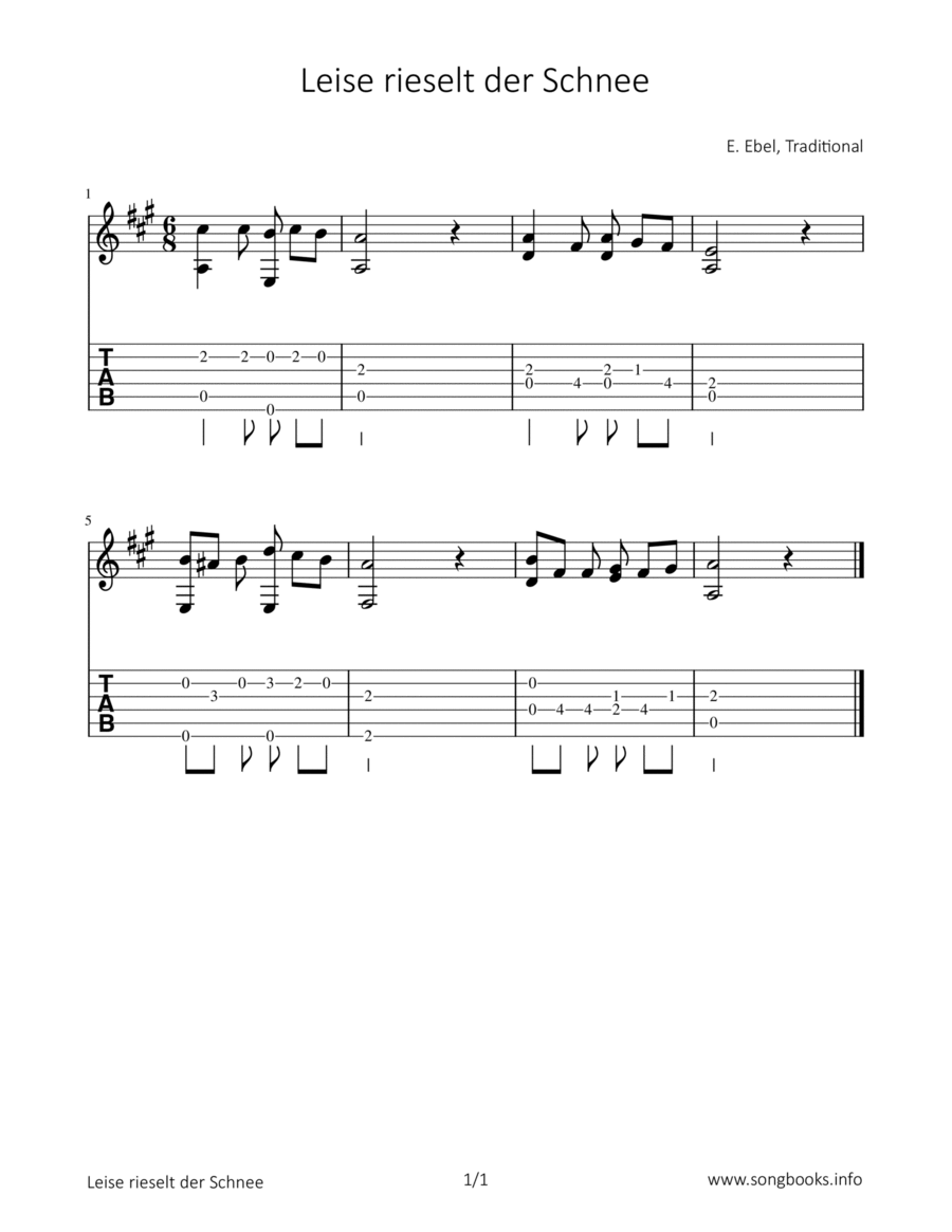 Leise rieselt der Schnee Guitar Solo scores gallery preview page 1