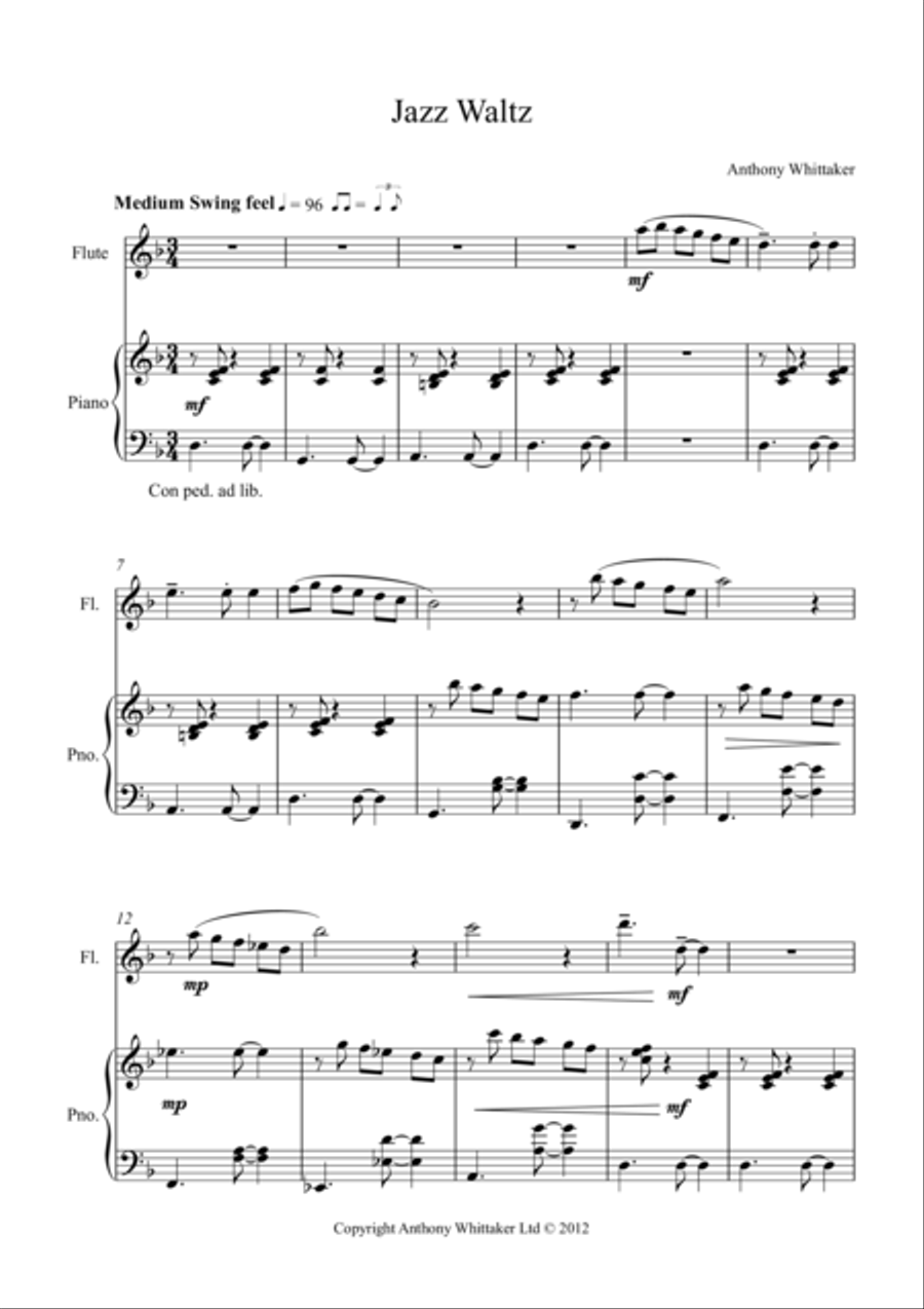 Jazz Waltz Woodwind Duet scores gallery preview page 1