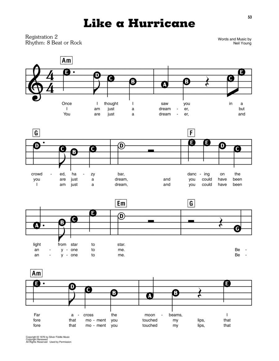 Like A Hurricane Electronic Keyboard scores gallery preview page 1