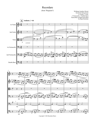 Recordare (from "Requiem") (F) (String Sextet - 2 Violins, 1 Viola, 2 Cellos, 1 Bass)