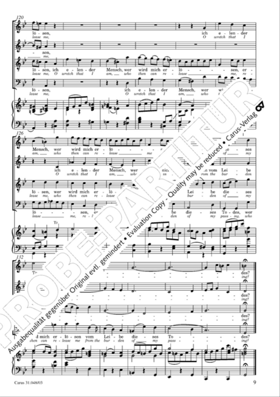O wretch that I am, who then can release me (Ich elender Mensch, wer wird mich erlosen) 4-Part scores gallery preview page 10