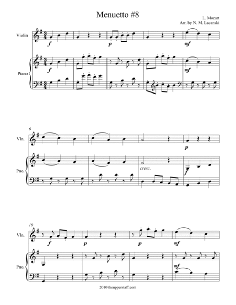 Menuetto #8 Violin Solo scores gallery preview page 2