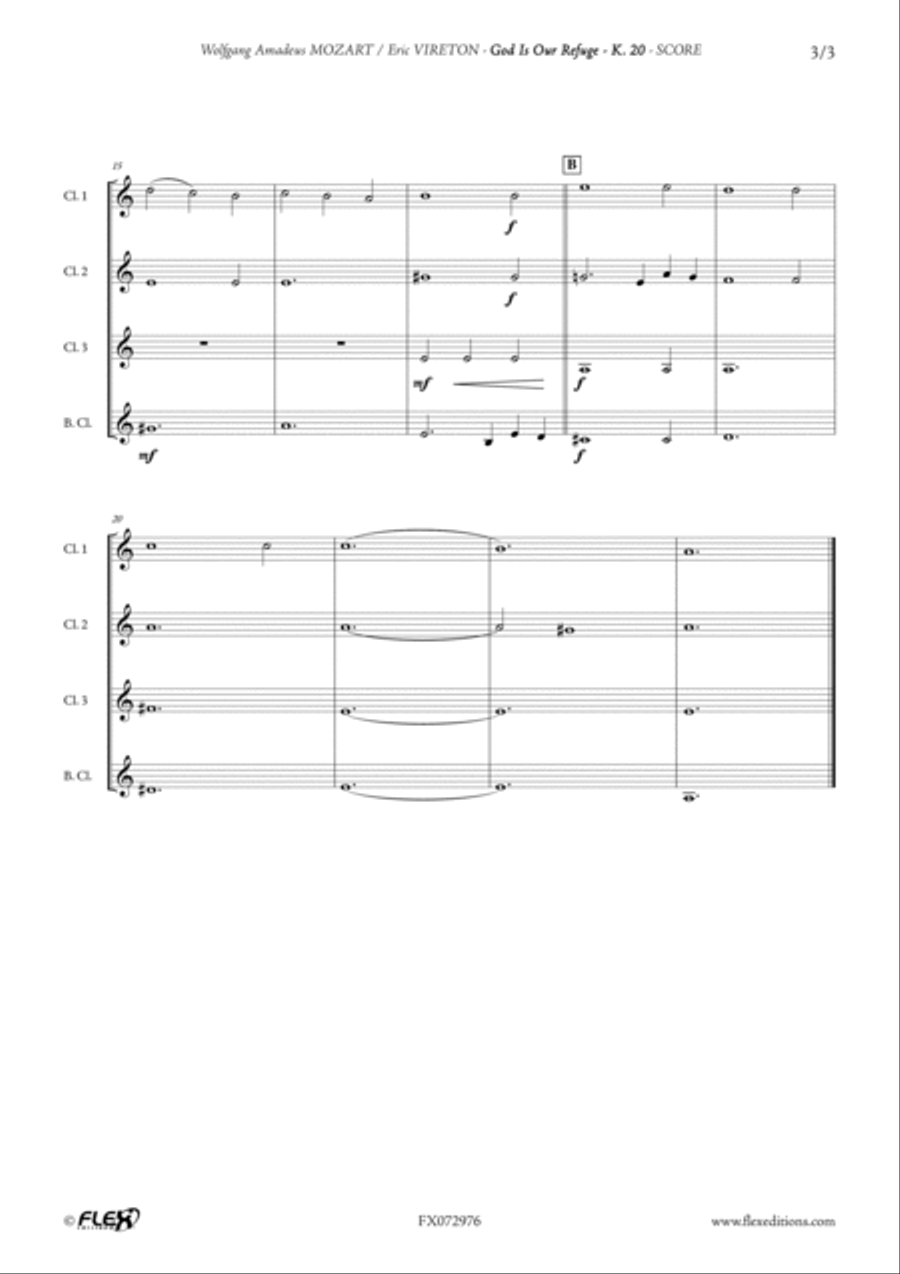 God Is Our Refuge K. 20 God Is Our Refuge K. 20 Clarinet Quartet scores gallery preview page 3
