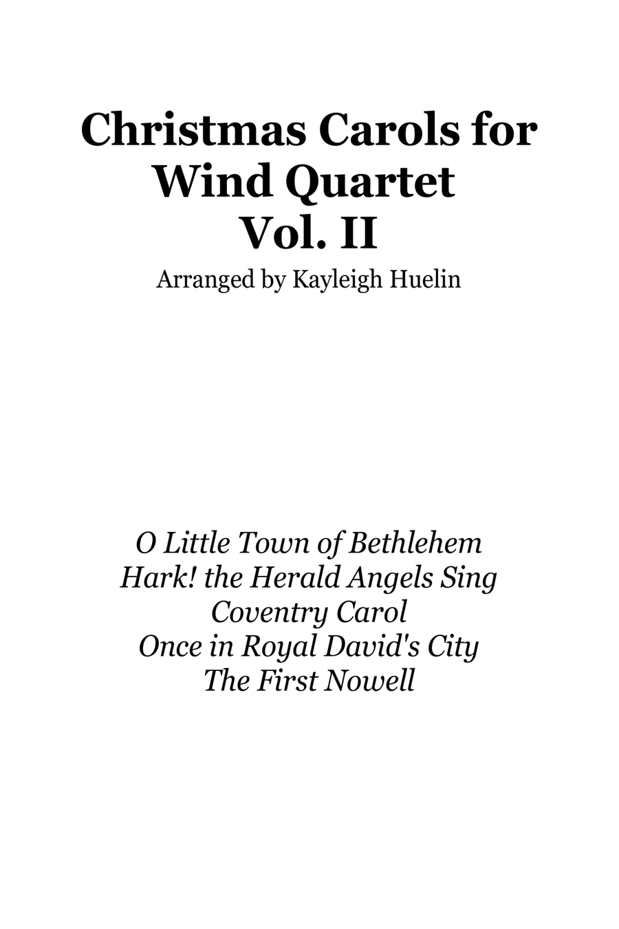 Christmas Carol Selection vol. 2 for wind quartet Woodwind Quartet scores gallery preview page 1