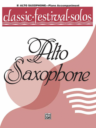 Book cover for Classic Festival Solos (E-flat Alto Saxophone), Volume 1