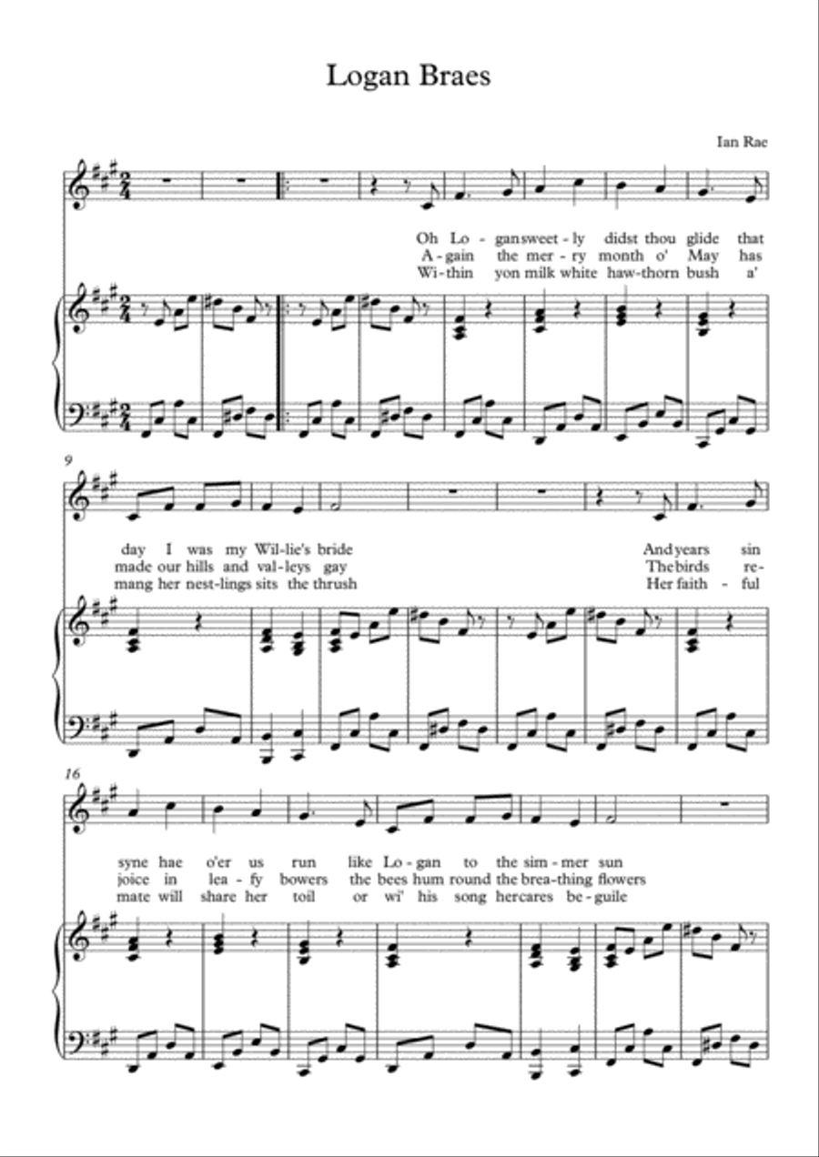 Robert Burns Song - Logan Braes SA scores gallery preview page 1