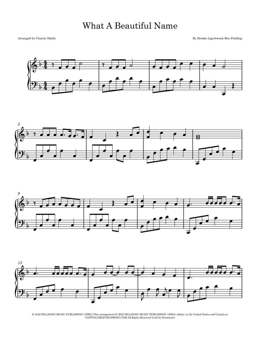 What A Beautiful Name Piano Solo scores gallery preview page 1