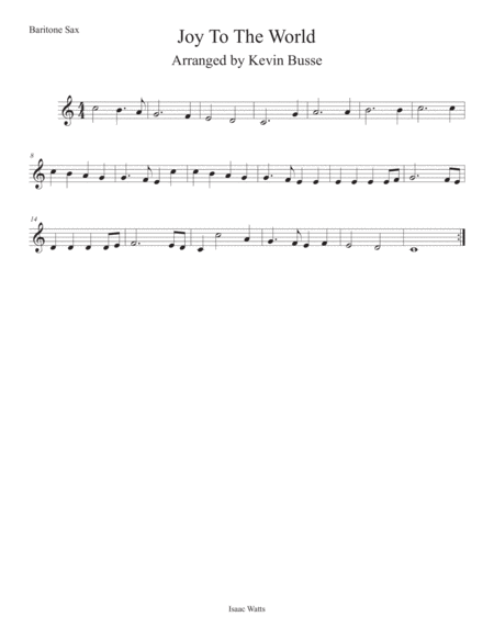 Joy To The World (Easy key of C) Bari Sax image number null
