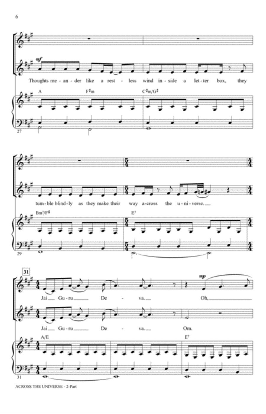 Across The Universe 2-Part scores gallery preview page 5