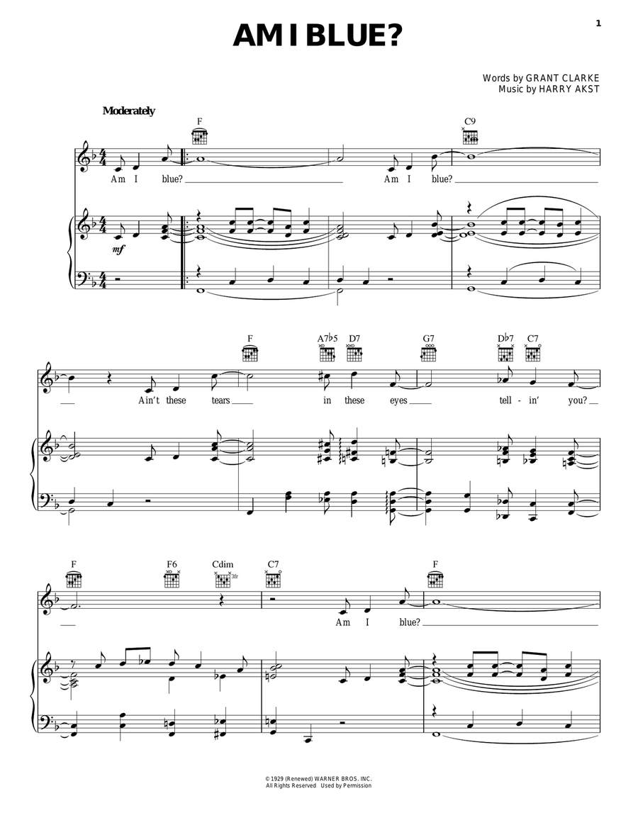 Am I Blue? Am I Blue? Piano, Vocal, Guitar scores gallery preview page 1