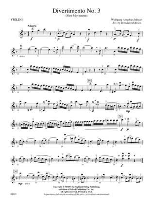 Divertimento No. 3 (1st Movement): 1st Violin