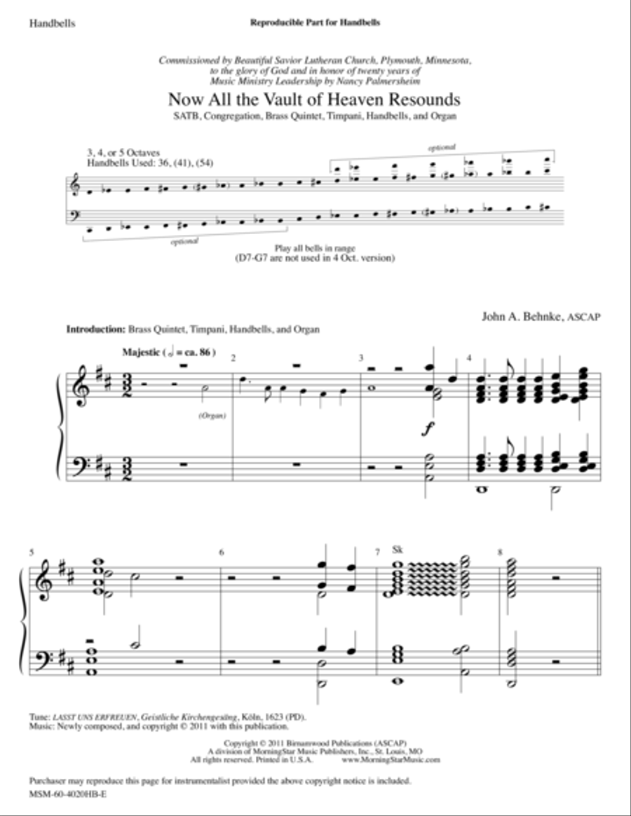 Now All the Vault of Heaven Resounds (Downloadable Handbell Parts)