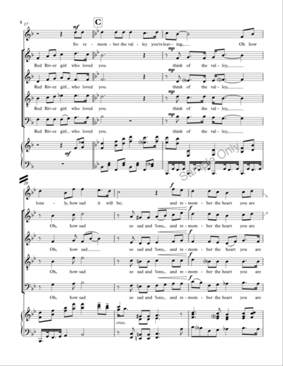 Red River Valley 4-Part scores gallery preview page 4