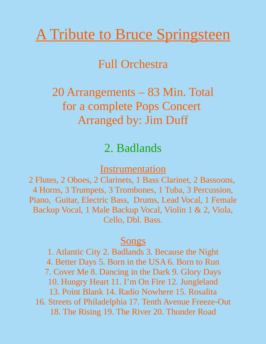Badlands Full Orchestra scores gallery preview page 1