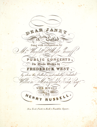 Book cover for Dear Janet. A Ballad