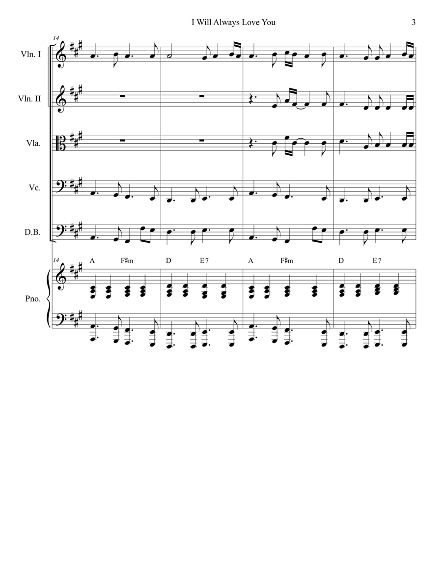I Will Always Love You Piano Quintet scores gallery preview page 3