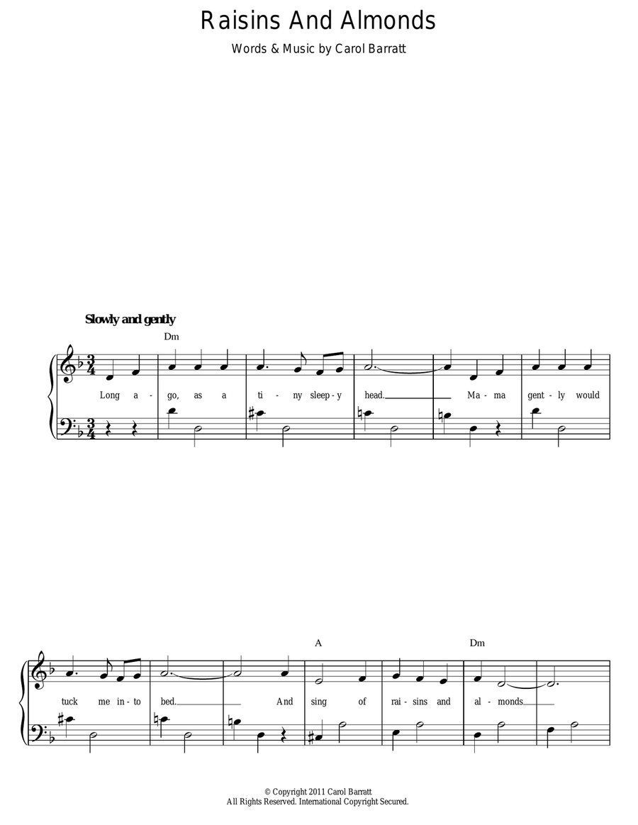Raisins And Almonds Piano, Vocal scores gallery preview page 1