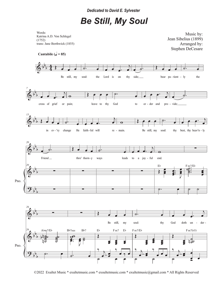 Be Still, My Soul (Vocal solo) Be Still, My Soul (Vocal solo) Piano, Vocal scores gallery preview page 1