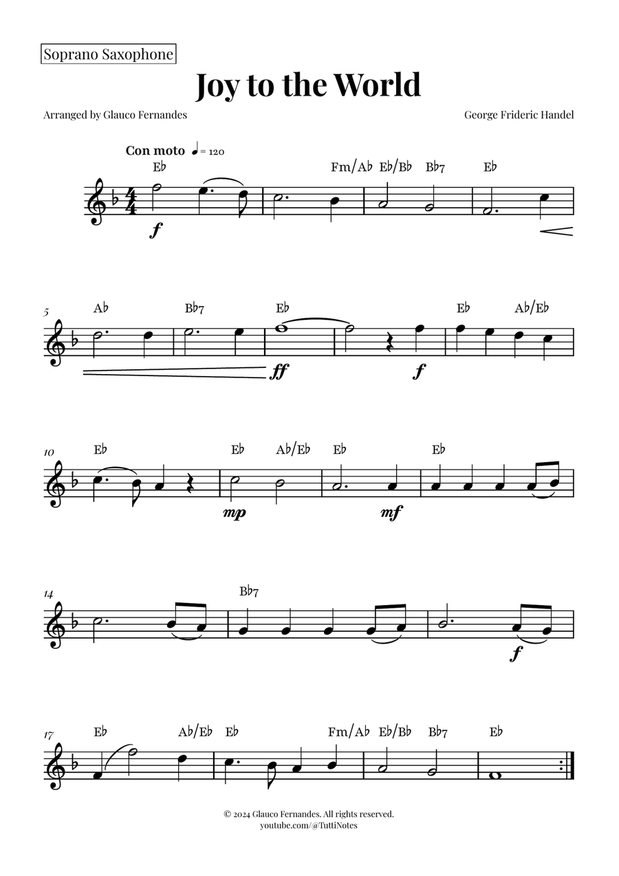 Joy to the World | STUNNING Arrangement Saxophone Quintet scores gallery preview page 3
