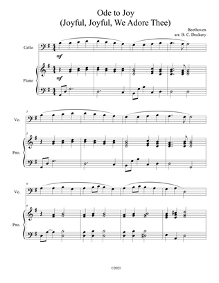 Ode to Joy (Joyful, Joyful, We Adore Thee) for solo cello with piano accompaniment