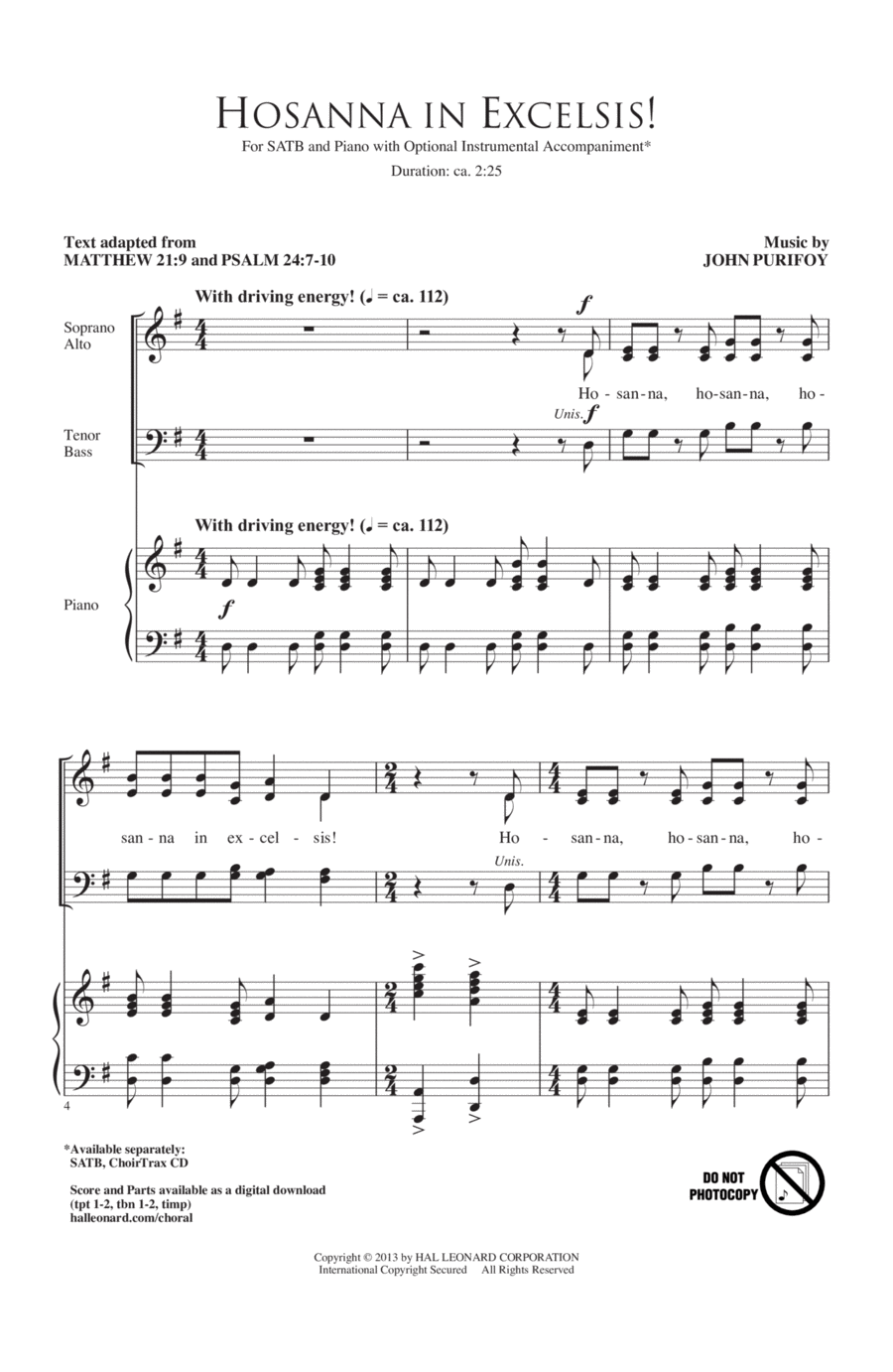 Hosanna In Excelsis! Hosanna In Excelsis! 4-Part scores gallery preview page 1