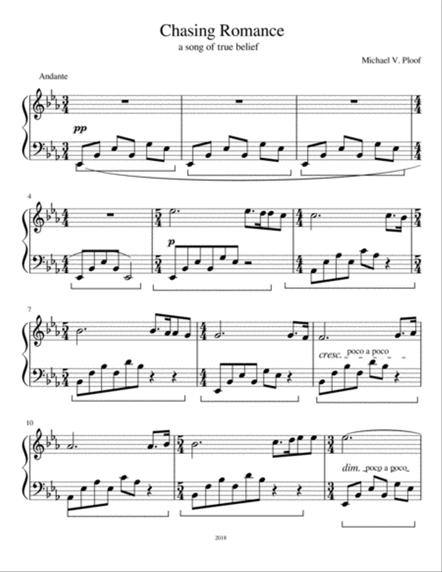 Chasing Romance Piano Solo scores gallery preview page 1