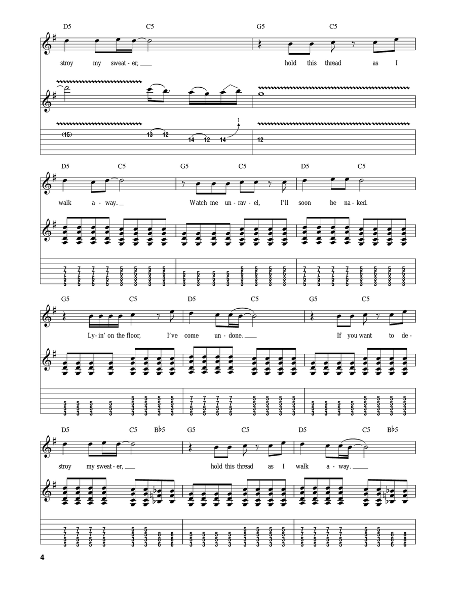 Undone - The Sweater Song Acoustic Guitar scores gallery preview page 4