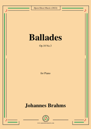 Book cover for Brahms-Ballades,in b minor,Op.10 No.3,for Piano