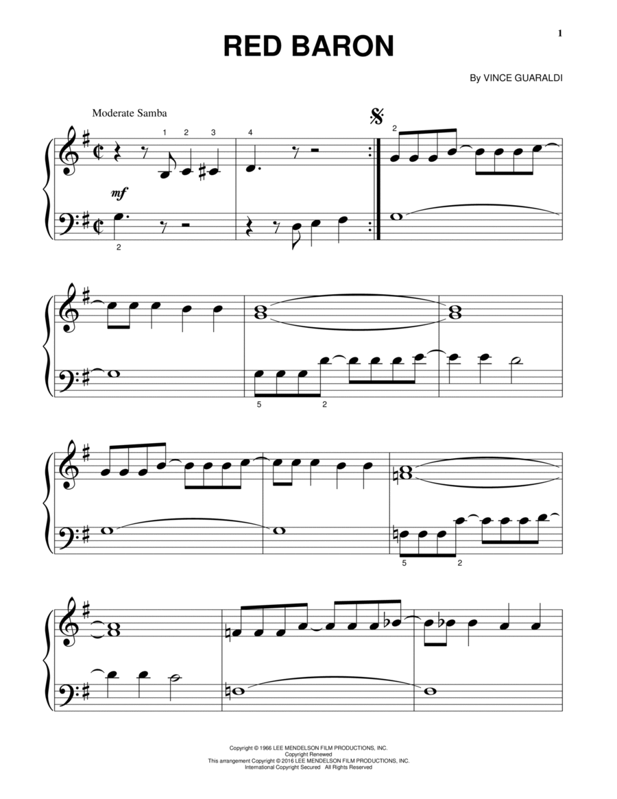 Red Baron Piano Solo scores gallery preview page 1