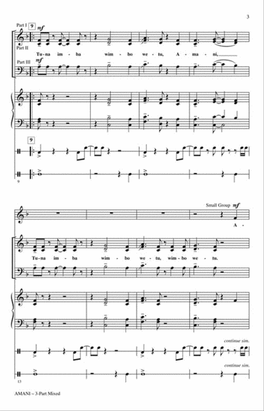 Amani (Peace) 3-Part scores gallery preview page 3