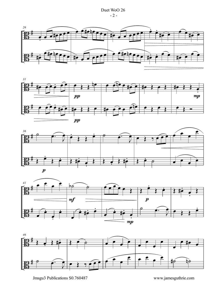 Beethoven: Duet WoO 26 for Viola Duo String Duet scores gallery preview page 2