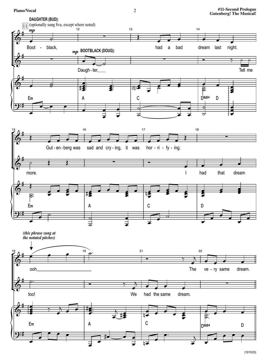11 Act 2 Prologue 2020 Piano, Vocal, Guitar scores gallery preview page 2