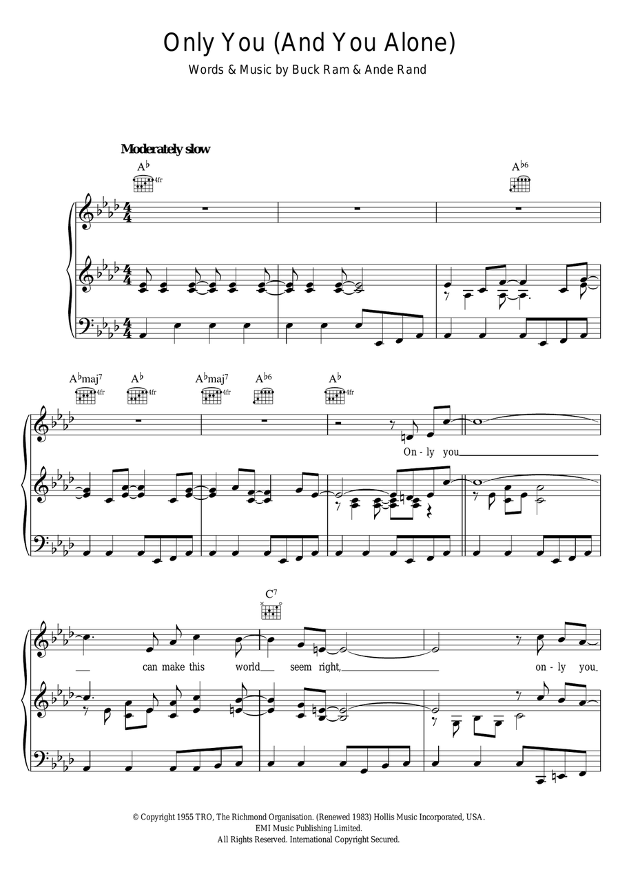 Only You (And You Alone) Guitar scores gallery preview page 1