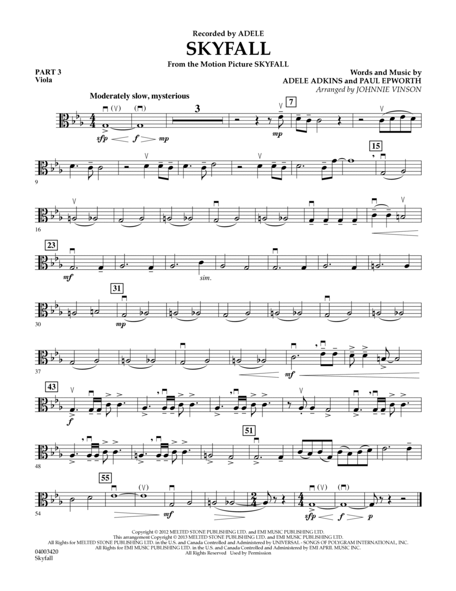 Skyfall - Pt.3 - Viola Concert Band scores gallery preview page 1
