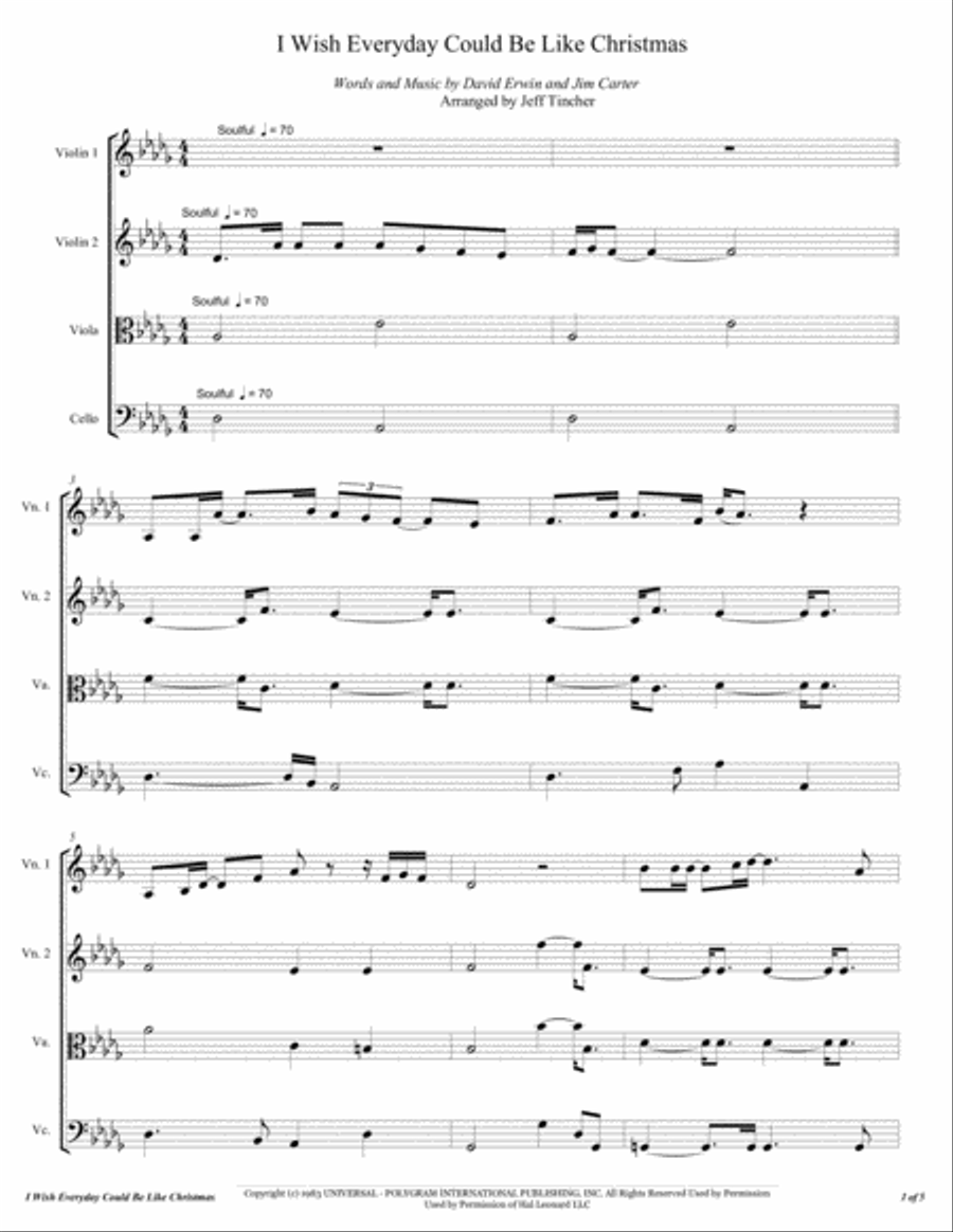 I Wish Everyday Could Be Like Christmas String Quartet scores gallery preview page 2