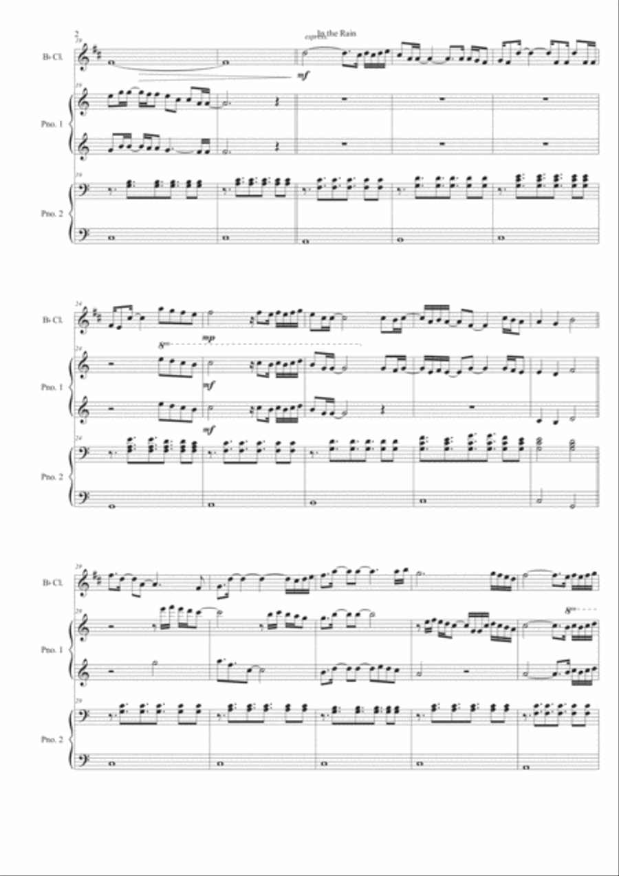 In the rain - Pf 4m & Cl In the rain - Pf 4m & Cl Woodwind Duet scores gallery preview page 2