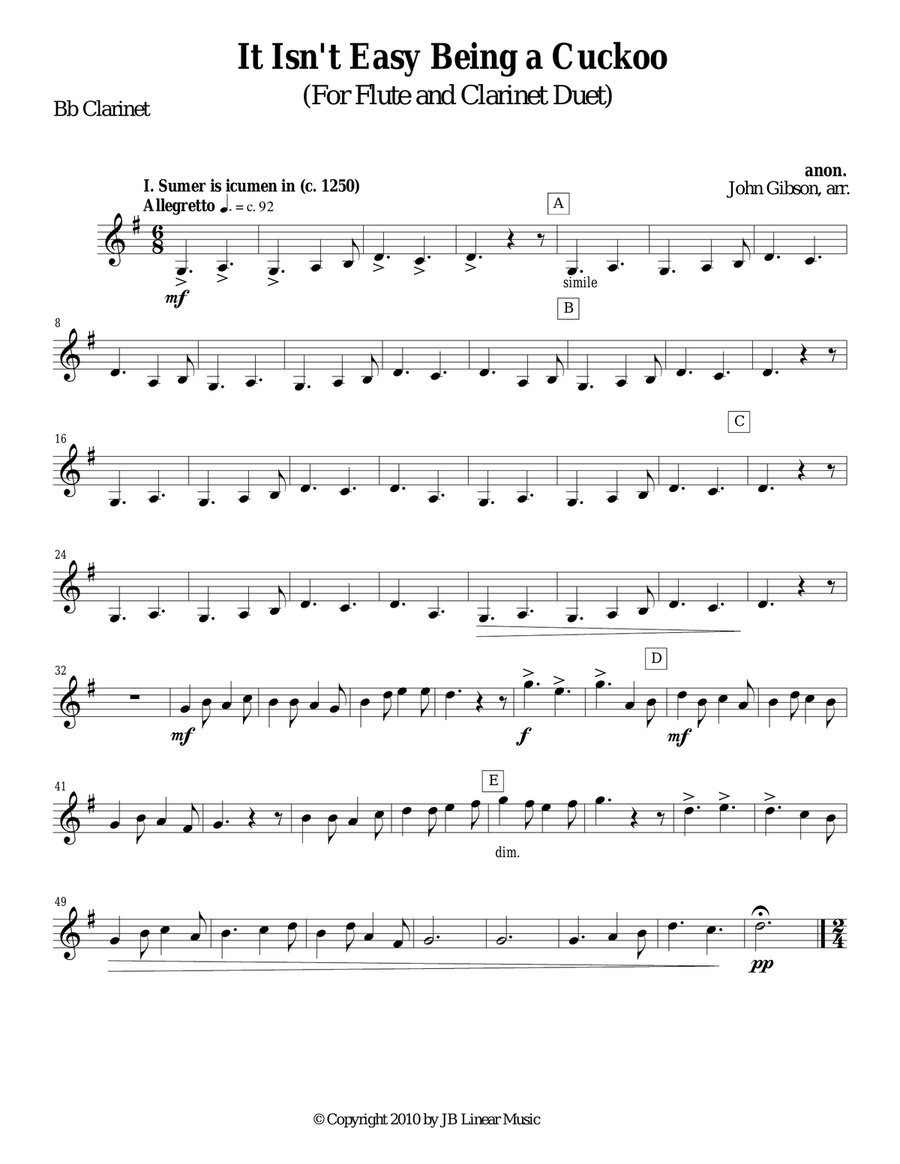 It Isn't Easy Being a Cuckoo for flute and clarinet duet Woodwind Duet scores gallery preview page 6