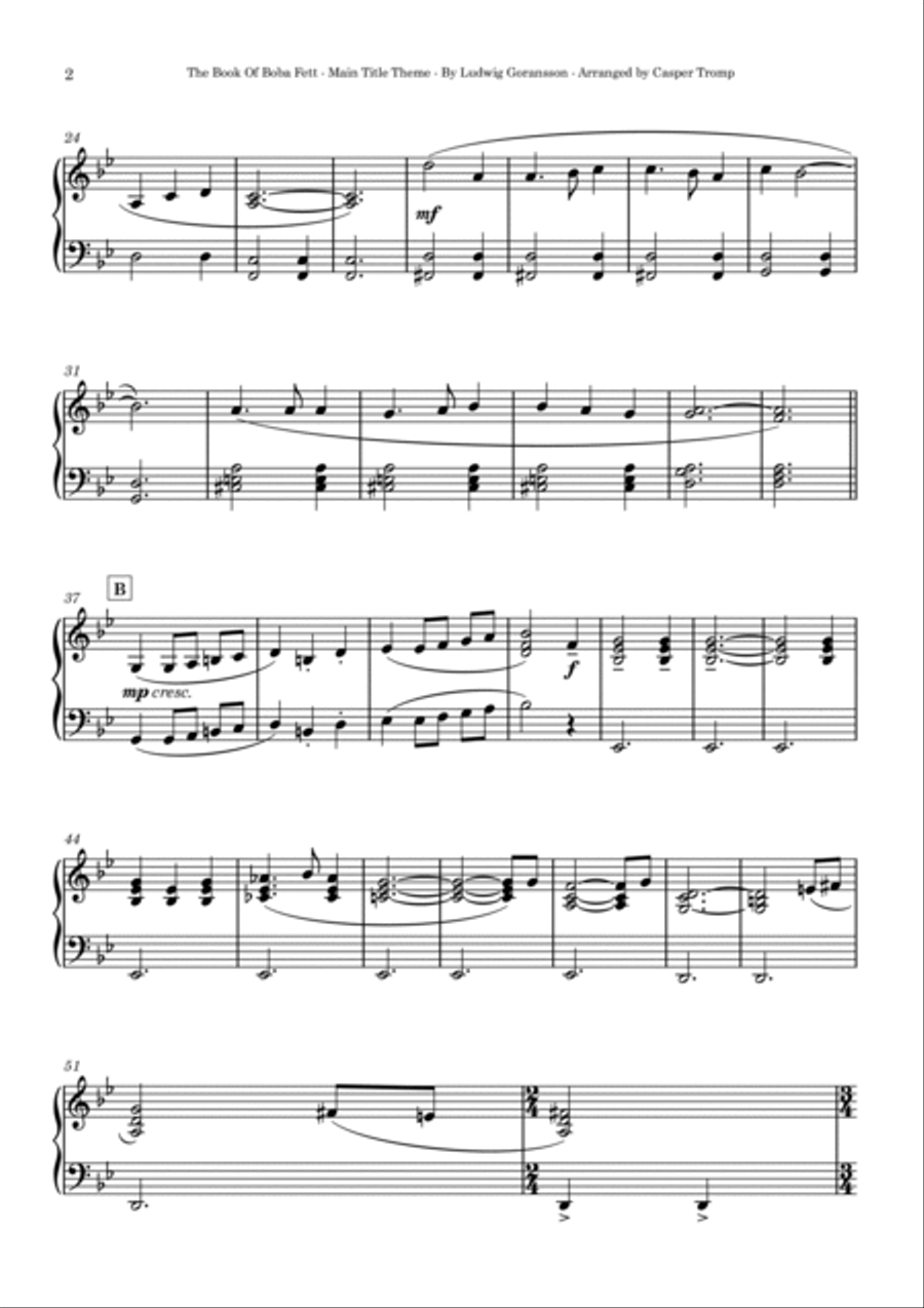 The Book Of Boba Fett Main Title Theme Piano Solo scores gallery preview page 2
