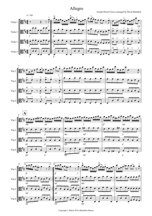 Allegro by Fiocco for Viola Quartet