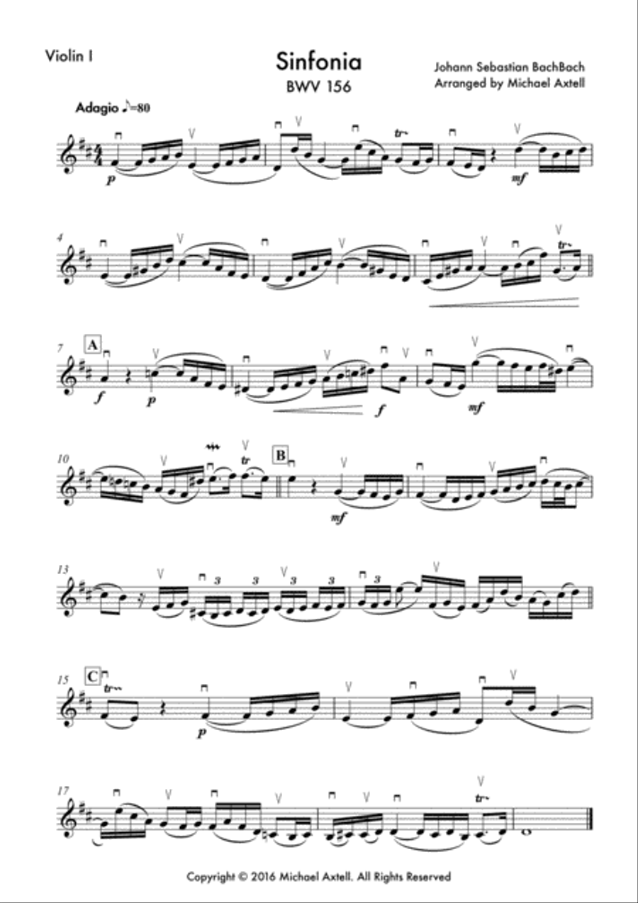 Sinfonia, Arioso from Cantata BWV 156 String Orchestra scores gallery preview page 6