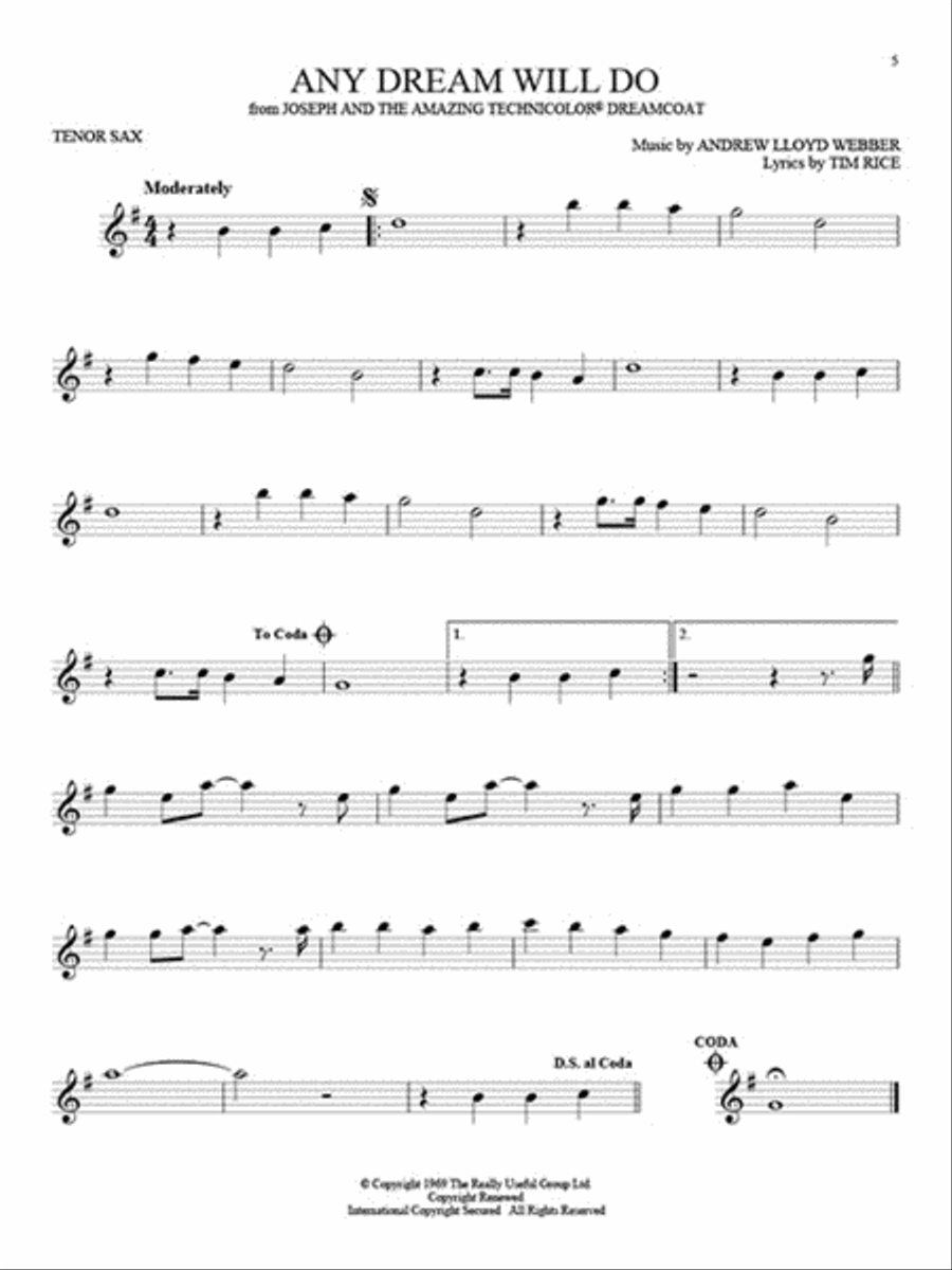 101 Broadway Songs for Tenor Sax Tenor Saxophone scores gallery preview page 5