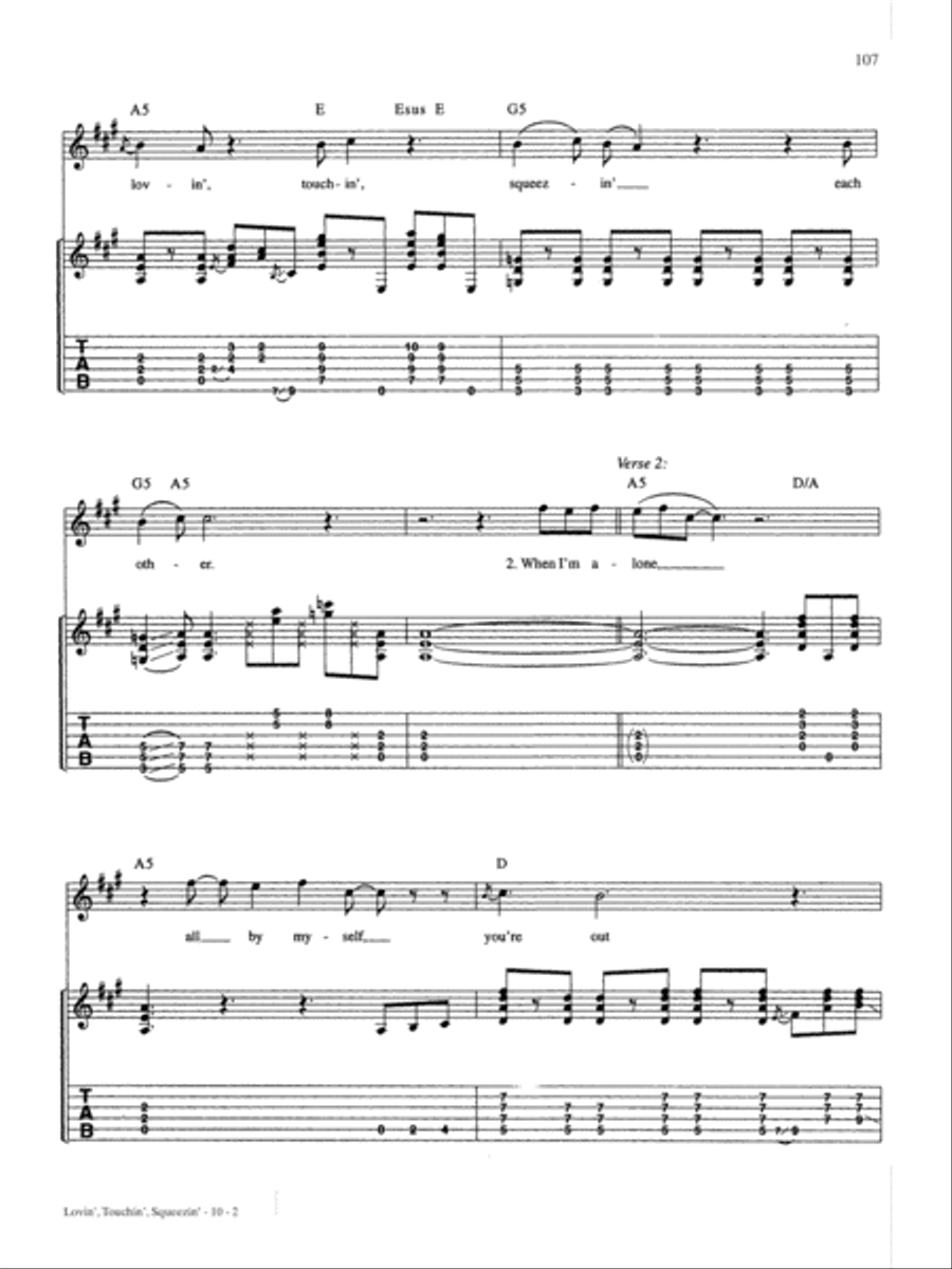 Lovin', Touchin', Squeezin' Guitar Tablature scores gallery preview page 2