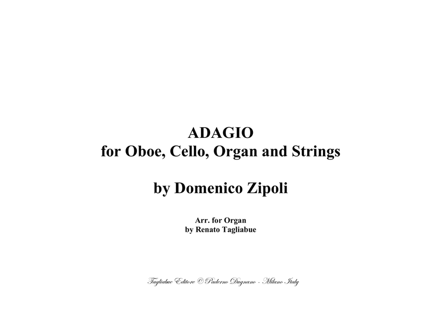 ADAGIO per oboe, violoncello, organo e archi - D. Zipoli - Arr. for Organo Solo Organ Solo scores gallery preview page 1