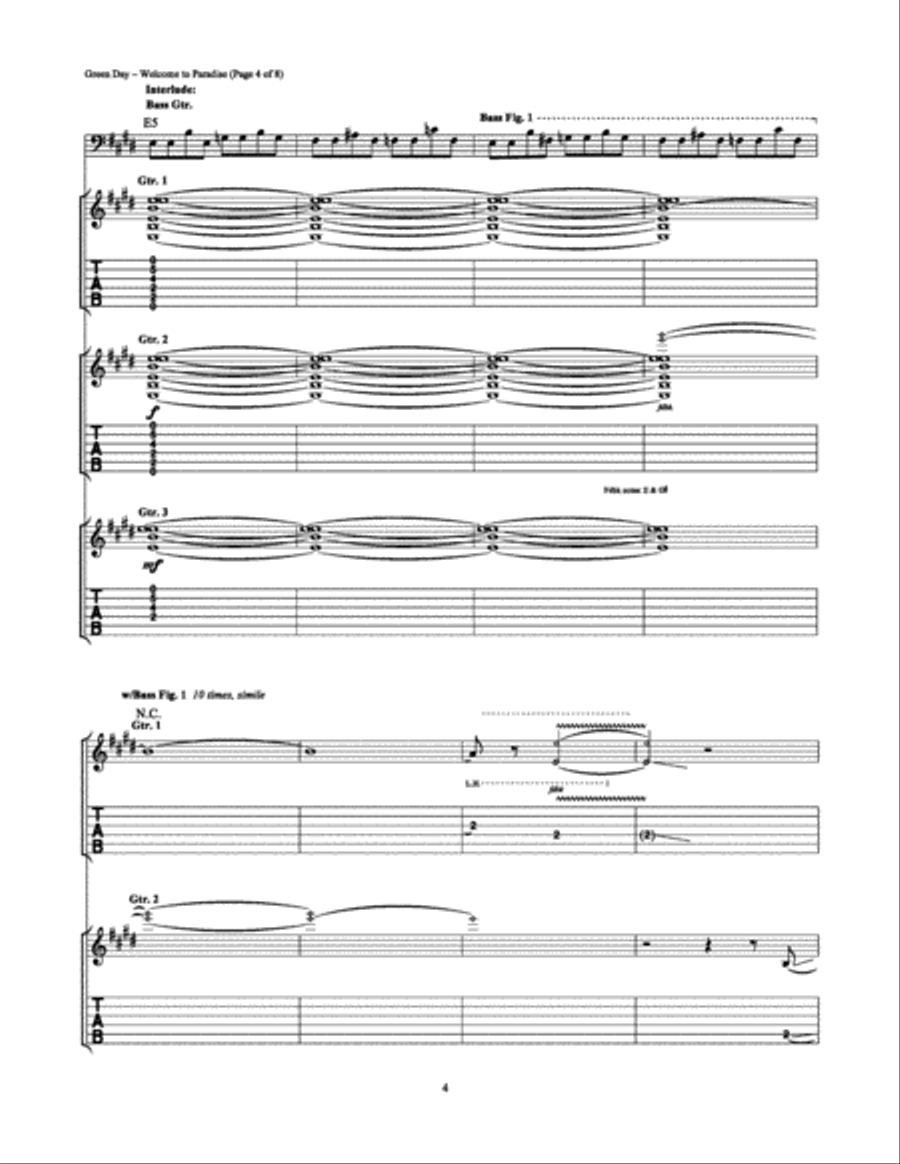 Welcome to Paradise Electric Guitar scores gallery preview page 4