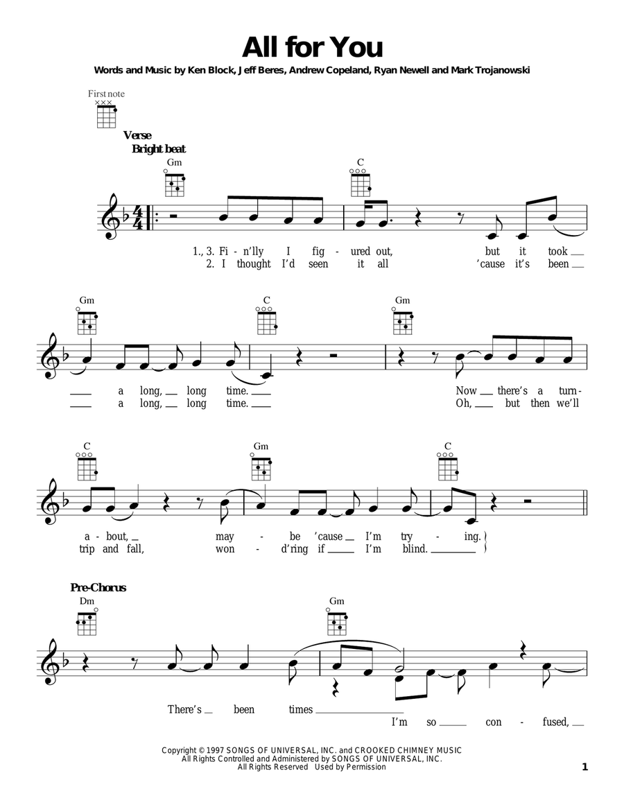 All For You Ukulele scores gallery preview page 1