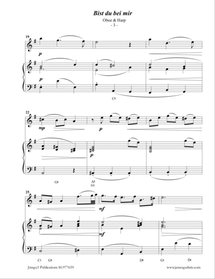 BACH: Bist du bei mir for Oboe & Harp Oboe scores gallery preview page 3